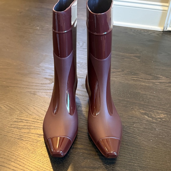 Jeffrey Campbell Glossy - Burgundy Rain Boots Size 8 - Picture 3 of 5